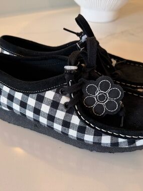 Clarks Women's Wallabee Black & White Gingham Shoes
